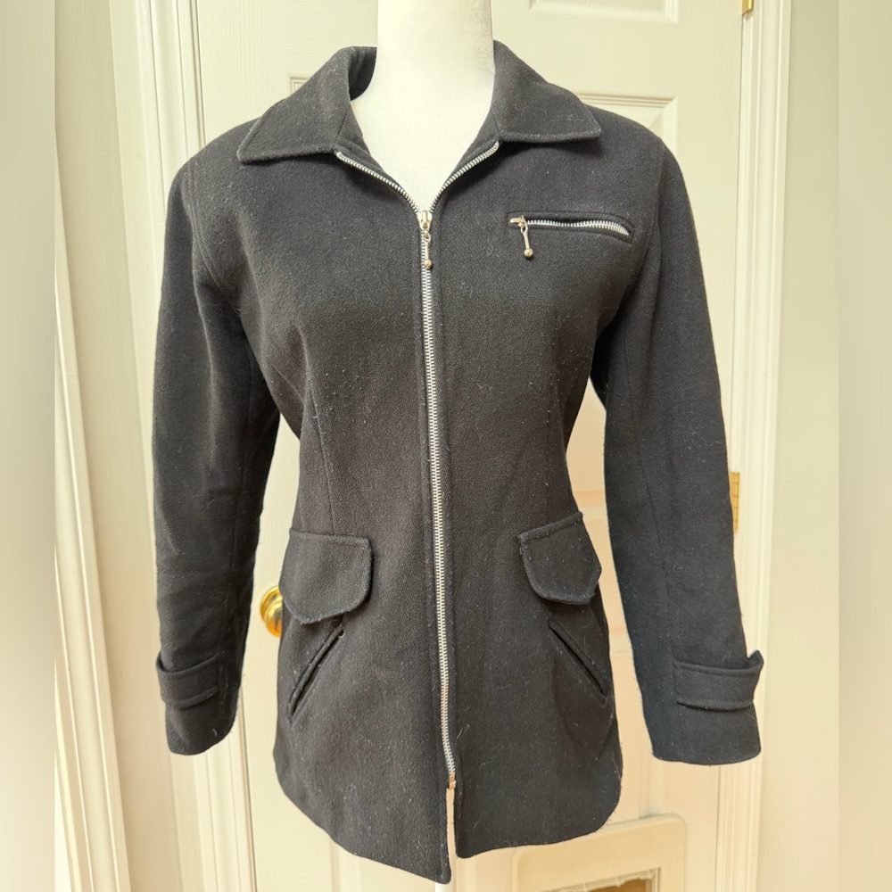 Geoffrey Beene Black Zip-Front Utility Jacket